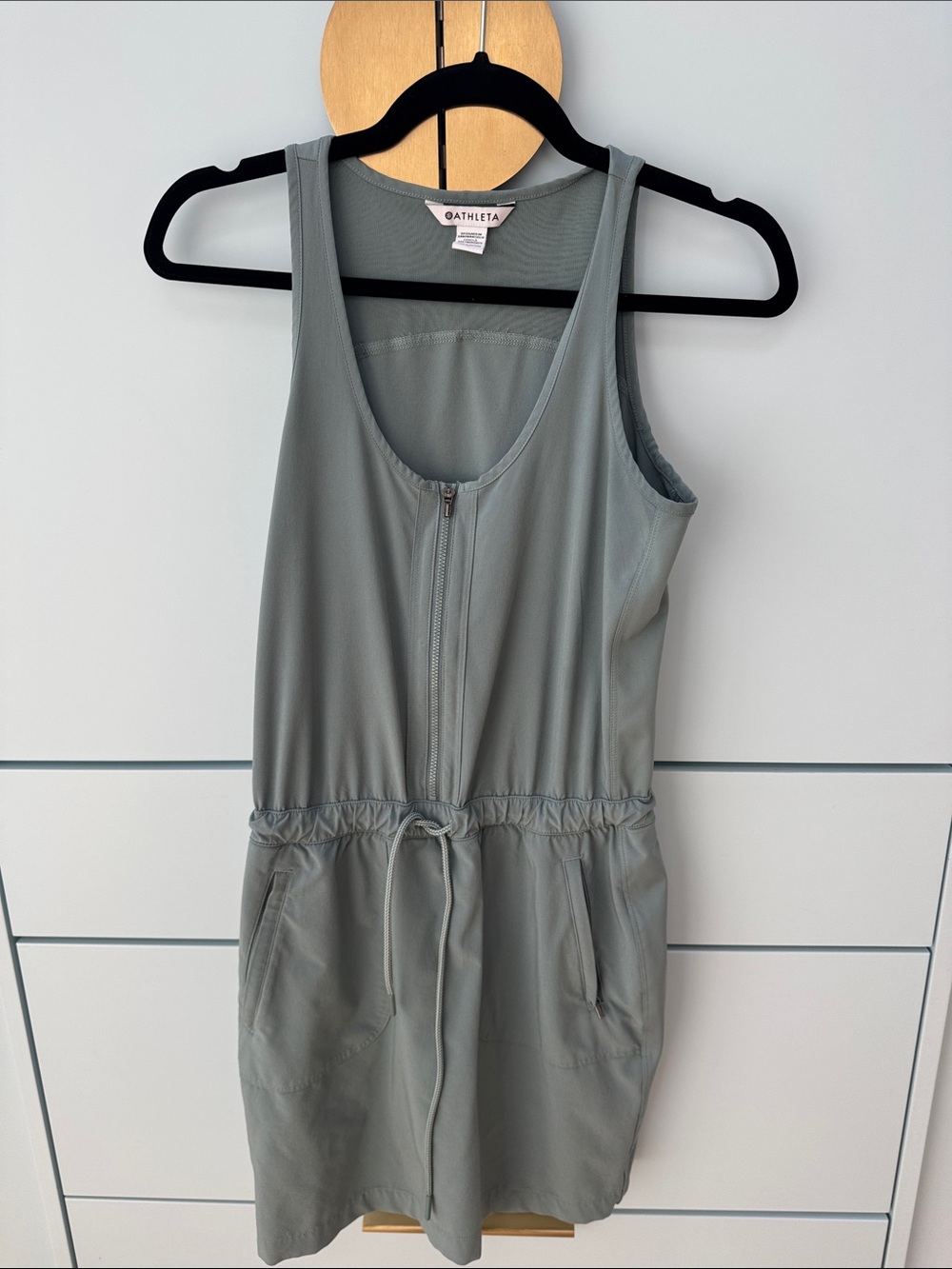 Athleta Sage Green Zip-Front One-Piece
